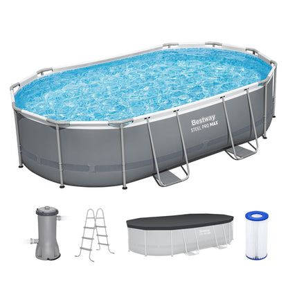 Bestway Steel Pro MAX 16' x 10' x 42" Above Ground Pool, Oval Metal Frame Outdoor Swimming Pool