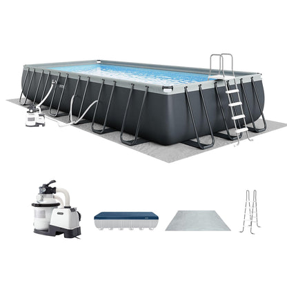 INTEX Ultra XTR 24 ft x 12 ft 52 in Above Ground Pool Set, Rectangular Swimming Pool
