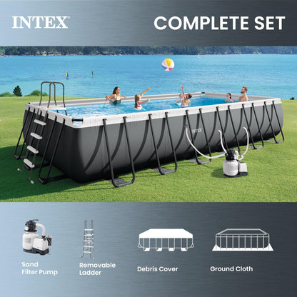 INTEX Ultra XTR 24 ft x 12 ft 52 in Above Ground Pool Set, Rectangular Swimming Pool